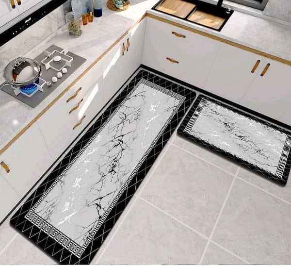 2-Piece Super Absorbent and Anti-Slip Floor Mat Set, Quick Drying and Water Resistant, Ideal for Kitchen and Bathroom, Sizes 40x60 cm & 40x120 cm