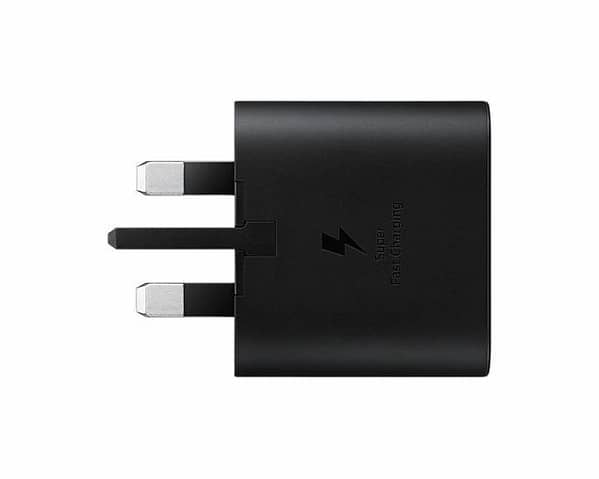 Samsung 25W Black Wall Charger with 3 Pins for Fast Charging