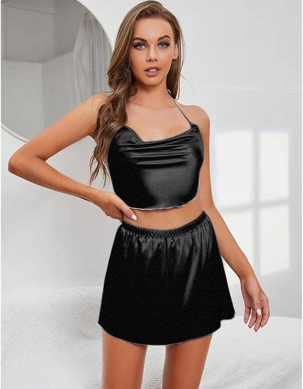 Silk Wear Cami and Skirt Set - Satin Silk Nightwear for Women and Girls, Lingerie
