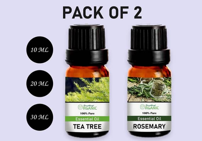 Set of 2 Essential Oils: Rosemary and Tea Tree for Aromatherapy and Skincare