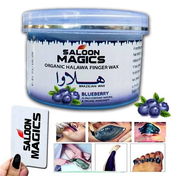 SALOONMAGICS 2-in-1 Blue Barry Halawa Finger Wax with Applicator Card for Easy Use by Kids and Adults