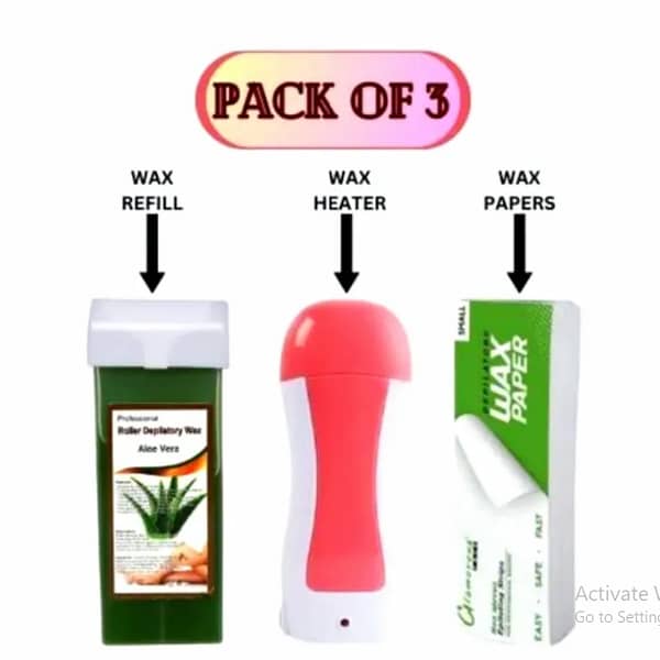 3-in-1 Depilatory Roll-On Wax Heater by [Brand Name] with Epilator Cartridge for Underarm and Face Hair Removal, Includes Wax Refill and Strips