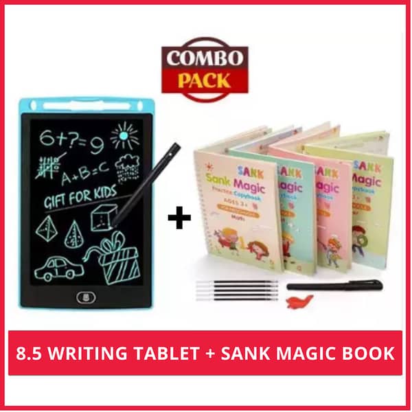 Sank Magic Practice Copybook Set with 8.5-Inch LCD Writing Tablet for Early Learning in Kids