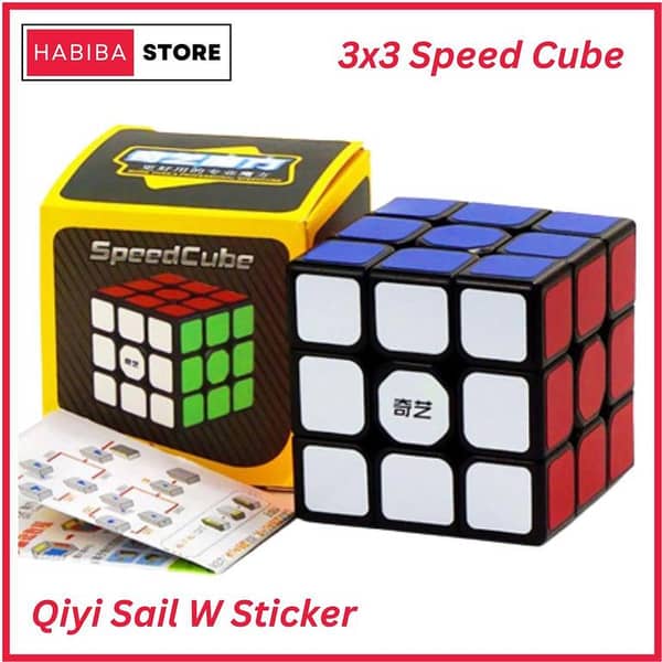 Qiyi Sail W 3x3 Rubik's Cube - Sticker Design for Durability and Speed, Ideal Educational Puzzle for Beginners and Experts