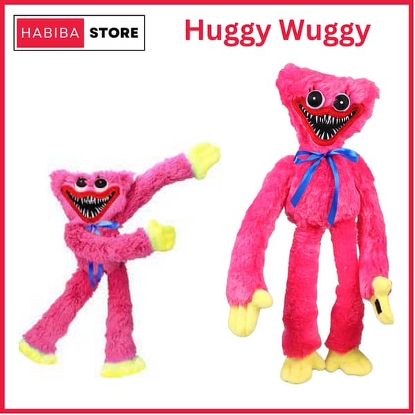 Huggy Wuggy Plush Doll from Poppy Playtime - Soft Toy Character for Kids, Available in Blue and Pink, 22 cm and 40 cm Sizes