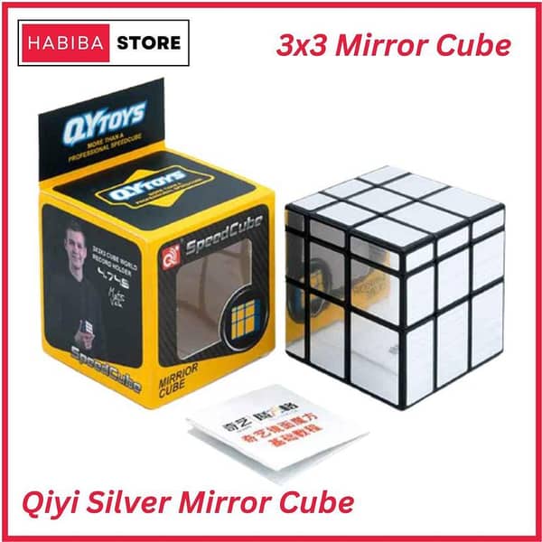 Qiyi 3x3 Mirror Cube - Silver Stickerless Edition for Speedcubing and Puzzle Solving