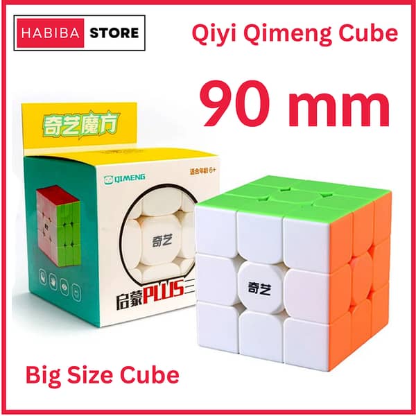 Qiyi Qimeng Plus 3x3 Stickerless Cube - Qiyi Warrior S, 90mm x 90mm, Fast Speed Magic Rubik Educational Puzzle Toy