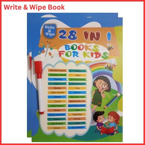 28-in-1 Write and Wipe Activity Book for Kids - Reusable Tracing and Writing Workbook with Whiteboard Notebook