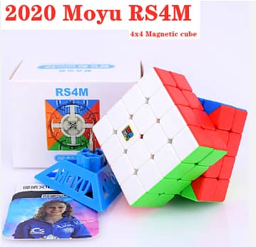 Moyu RS4M 2020 4x4 Magnetic Cube - Stickerless Magic Puzzle for Kids and Adults, Speed Cube R4SM