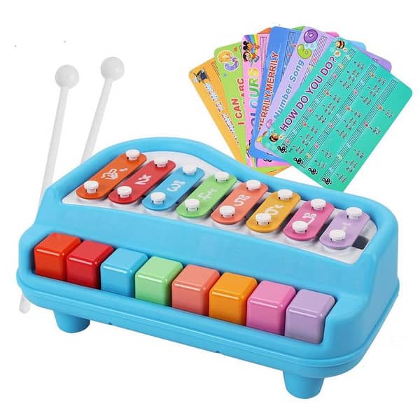 Kids 2 in 1 Xylophone Piano - Musical Instrument with 8 Keys for Clear Tones, Encourage Music Creation in Young Learners