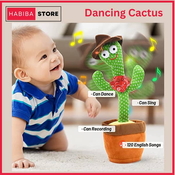 Rechargeable Dancing Cactus Toy with Recording - Singing Plush Toy for Kids with Music and Dance Features
