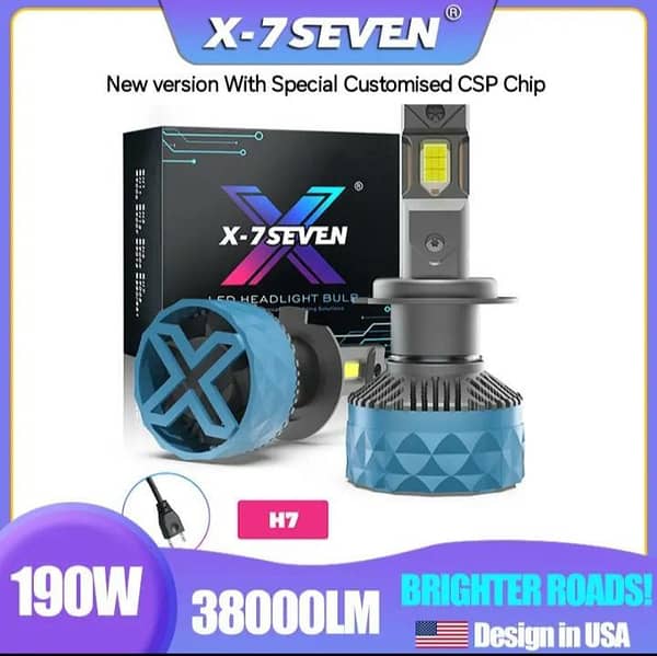 X-7SEVEN Apollo Plus H7 LED Lights - 190 Watts, 38000 Lumens, Includes One Year Warranty