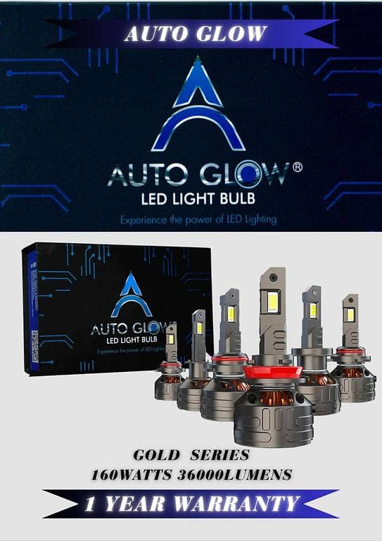 Auto Glow Gold Series H7 LED Lights - 160W, 36,000 Lumens, One-Year Warranty