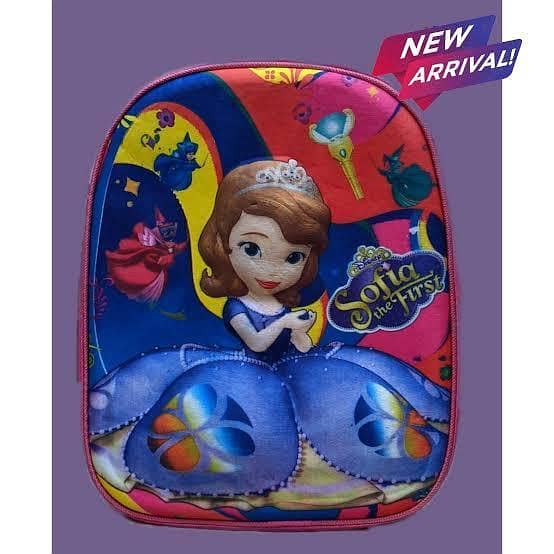 3D Sophia Cartoon School Bag for Kids - Suitable for Nursery and Play Group - One Zip Pocket