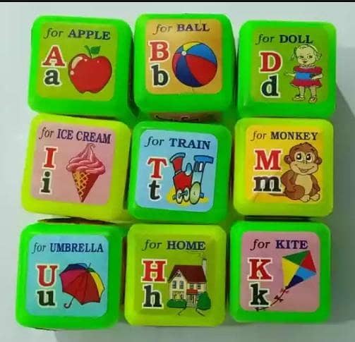 Set of 9 ABC Blocks with Picture Recognition - Six-Sided Educational Toy