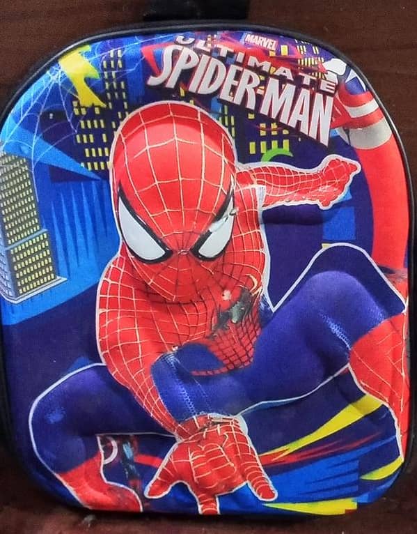 3D Spiderman School Bag for Boys and Girls - Ideal for Nursery and Play Group with Cartoon Design and Quality Denim Fabric