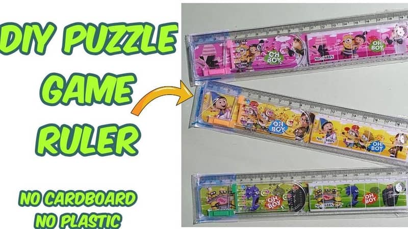 20cm Multi-Function Ruler Scale with Ball and Puzzle Games - Set of 2 for School and Office Use