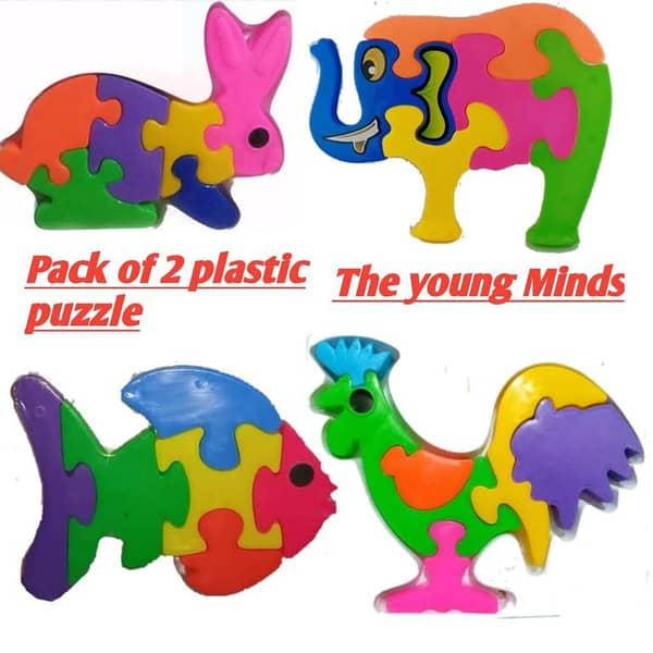 Kids Animal Jigsaw Puzzle Set - Pack of 3 with Plastic Material