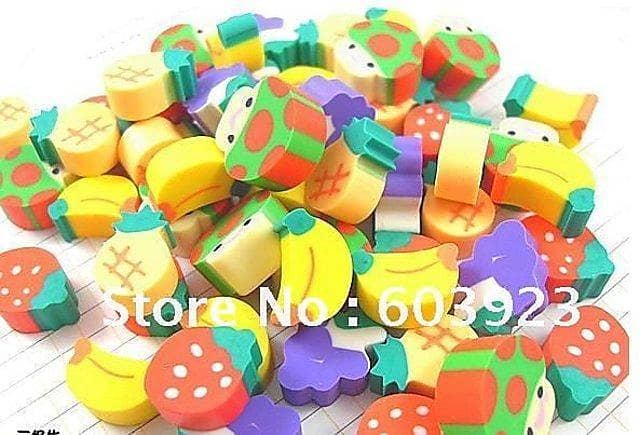 Set of 15 Erasers in Fruit, Animal, and Tool Shapes for Kids