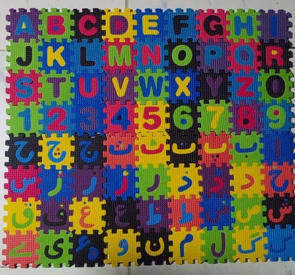 ABC 123 and Alif Be Foam Matte for Kids - Set of 6 Sheets for Crafting and Learning
