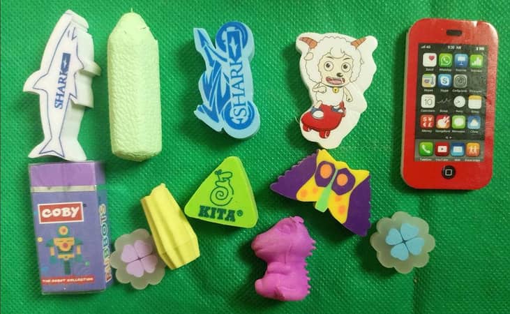 12-Count Assorted Erasers for School and Office Use