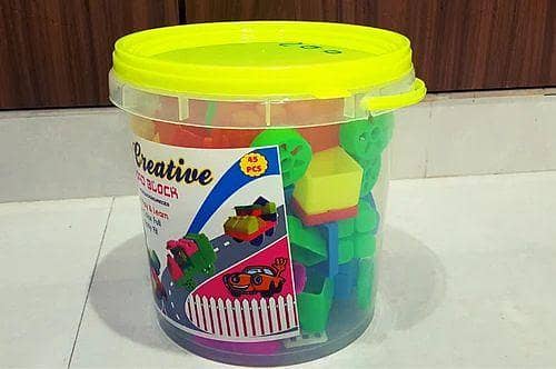 Multicolor Building Blocks Bucket for Kids - 12-Piece Set
