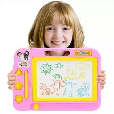 Magic Slate Drawing and Writing Board for Kids, 8.5x6 inches, with Stamps and Pen