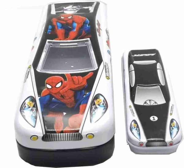 Kids 2-in-1 Geometry Box in Cartoon Car Design Featuring Spiderman