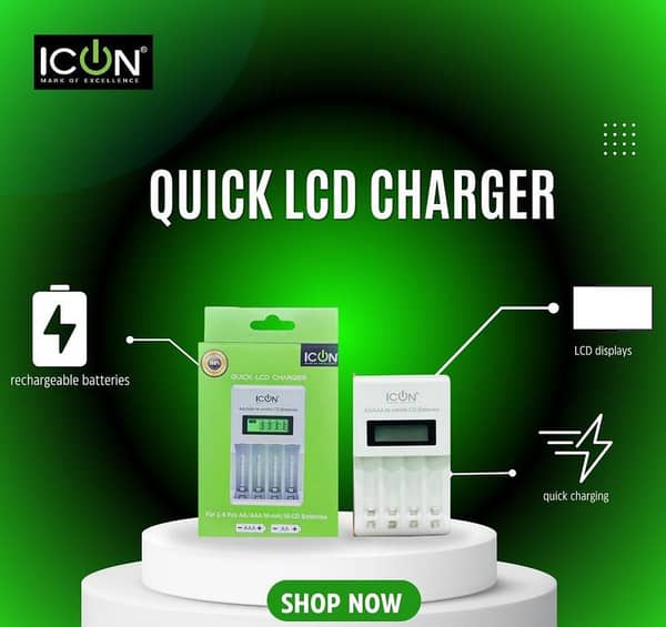 ICON Quick LCD Charger for AA and AAA Batteries