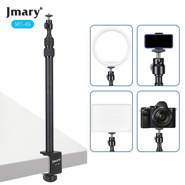 Jmary MT49 Tabletop Light Stand with C Clamp Desk Mount for Camera, Streaming, and Photo Video Shooting