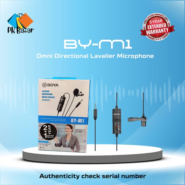 Boya BY-M1 Lavalier Microphone with 3-Year Warranty for DSLR Cameras and Android Phones