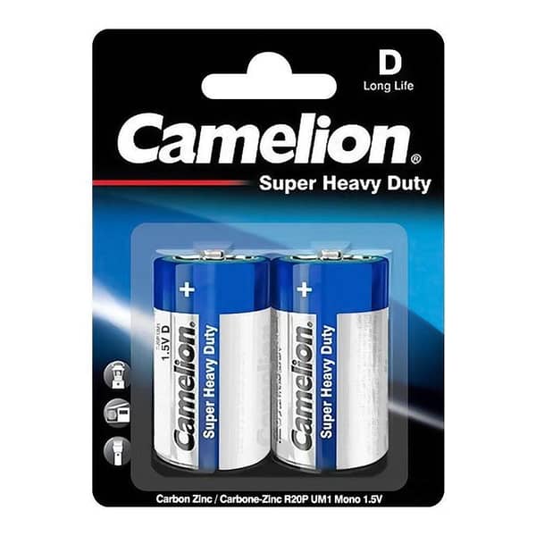 Camelion Super Heavy Duty 1.5V D Battery (R20P) for High-Drain Devices