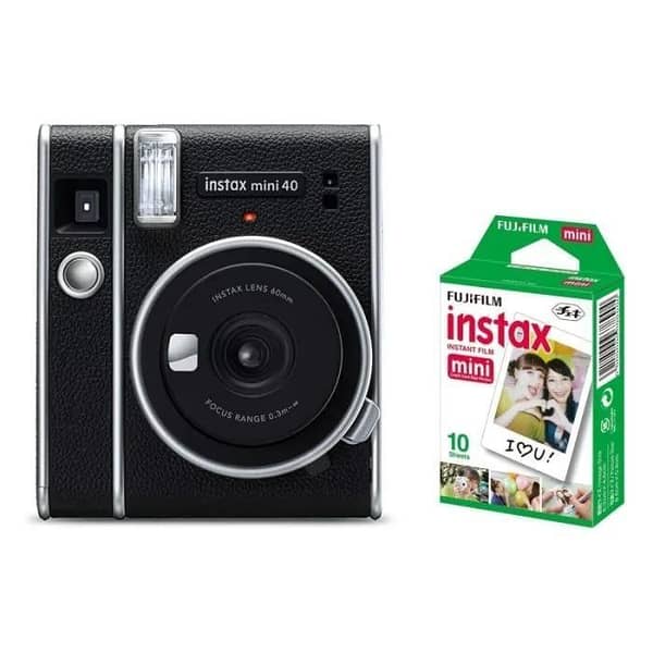Fujifilm Instax Mini 40 Instant Camera Bundle with 10 Sheets of Film (Black)