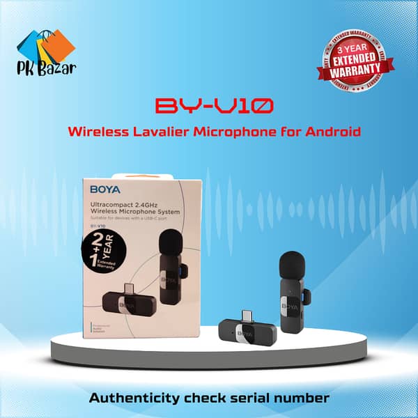 BOYA BY-V10 Wireless Microphone System for Mobile Devices with USB-C Connector and 2-Year Warranty