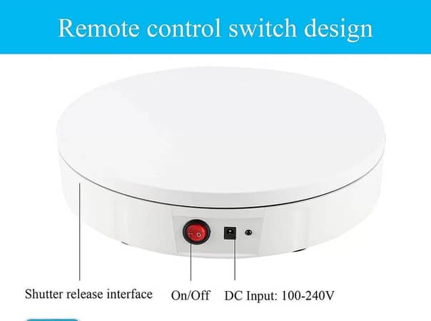 42cm Round Rotating Display Turntable for Photography by Smart Charging - Studio Background Stand (White)