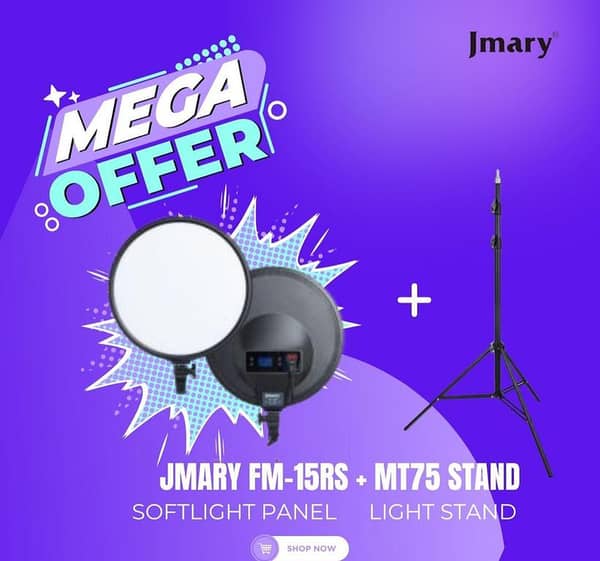 Jmary FM-15RS 15-Inch Video Panel Light with Jmary MT-75 Stand Bundle