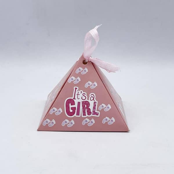 Pack of 50 DIY Pyramid Design Boxes for Baby Shower - It's A Girl Theme