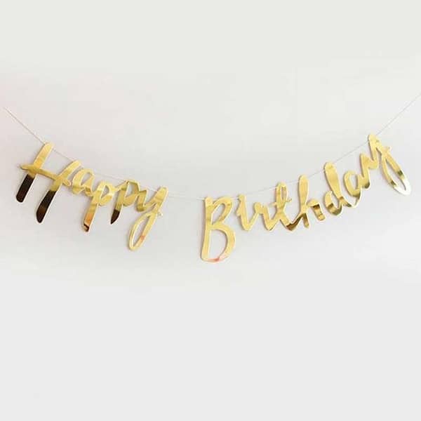 HAPPY BIRTHDAY BANNER WITH RIBBON LACE FOR WALL DECORATION
