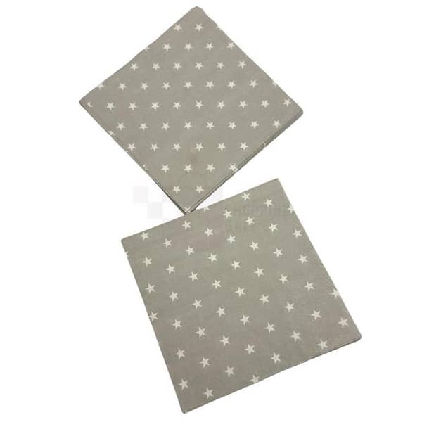 Pack of 20 Silver Napkins Featuring White Stars for Parties