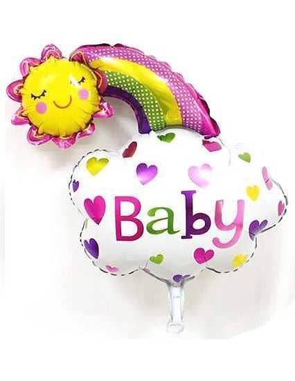 Pink Rainbow Cloud Foil Balloon - 60cm x 70cm