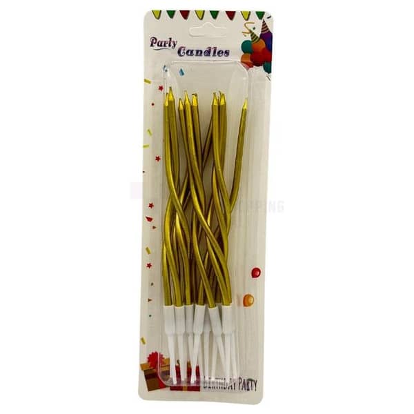 12-Pack Golden Spirals Design Candles for Cake Decoration