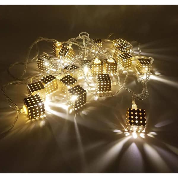 Golden Cube Shape Plug-in Fairy Light String with 20 LEDs - 150 Inch Length