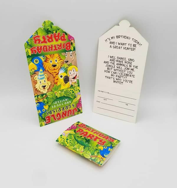 Pack of 10 Jungle Theme Invitation Cards for Parties
