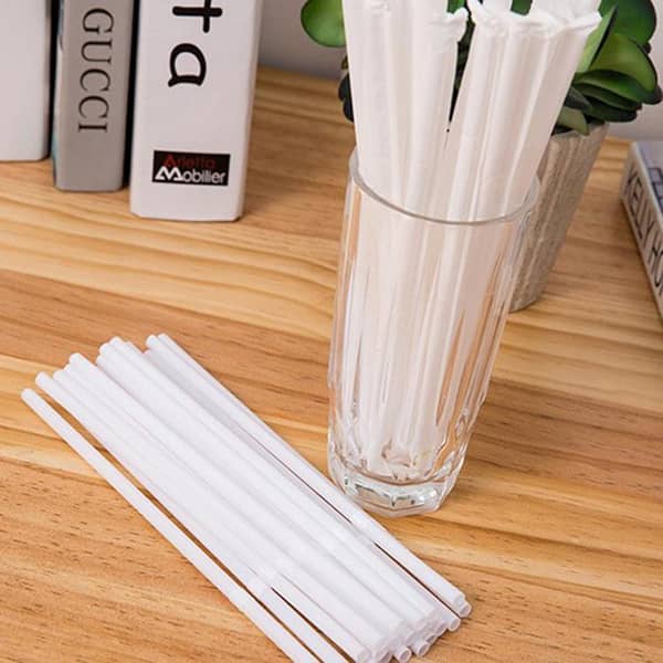 High Quality White Plastic Drinking Straws - 100 Pack of Disposable Straws