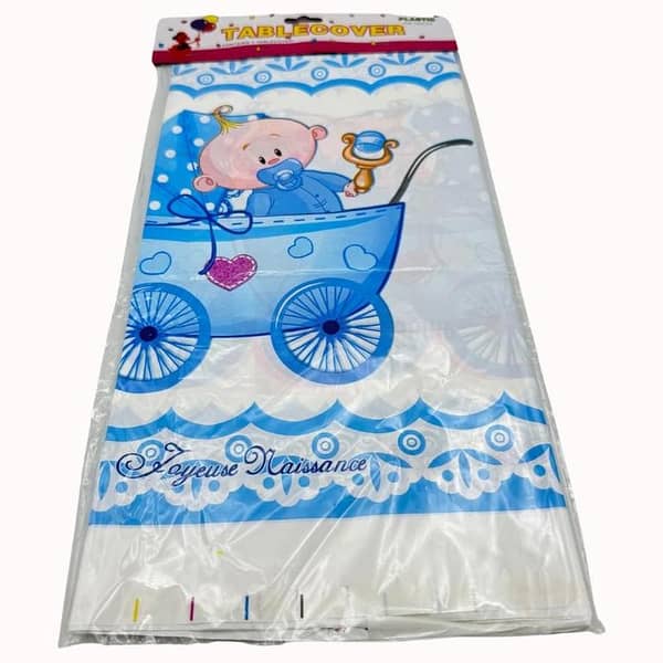 Plastic Table Cover for Baby Boy in Carriage - 108 cm x 180 cm Tablecloth