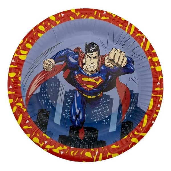 Superman 7-Inch Multicolor Paper Plates for Boys - Pack of 10