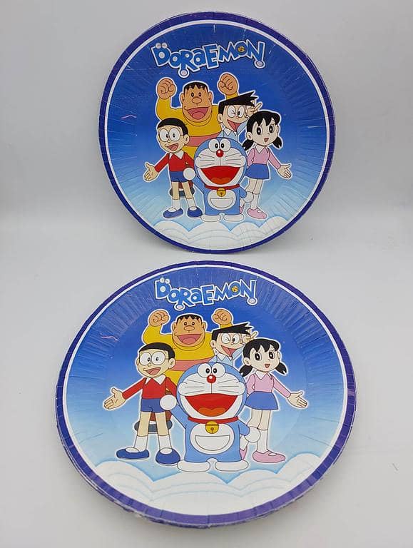 Doraemon Theme Paper Plates - Set of 10, 9-Inch Size
