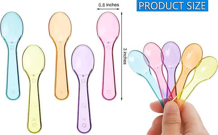Mini Multicolor Transparent Plastic Spoons for Desserts and Ice Cream - 20 Pack