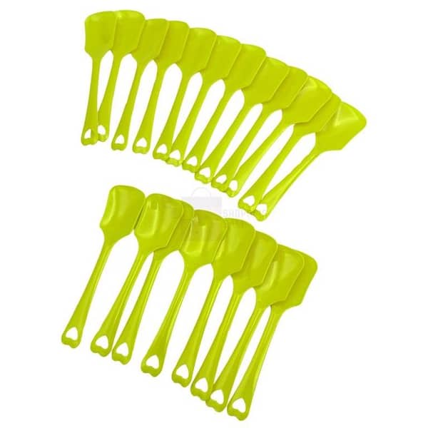 Pack of 20 Yellow Plastic Mini Dessert Spoons - 4 Inch with Heart-Shaped Handle