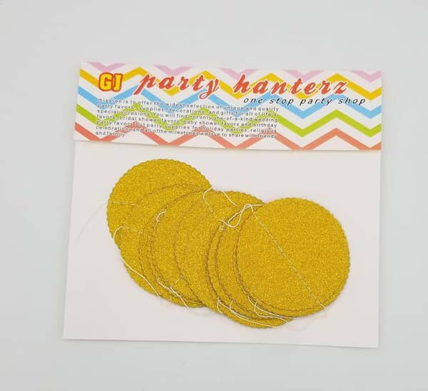 Golden Circle Garland - 2-Inch Diameter Garland in Gold - 15 to 18 Circles per Pack